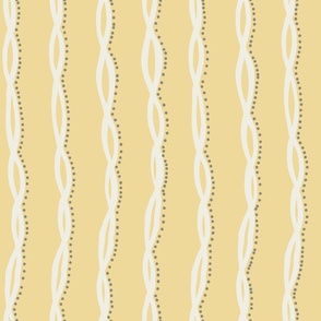 Whimsical Line of Long Ribbon with Playful sage Dots on ripe Lemon yellow