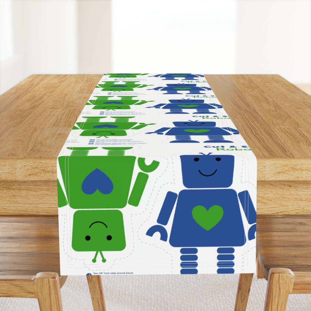 cut and sew robots blue and green