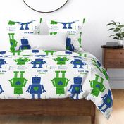 cut and sew robots blue and green