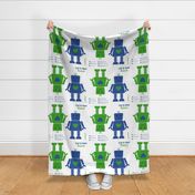 cut and sew robots blue and green