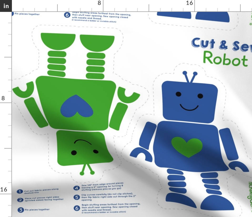 cut and sew robots blue and green