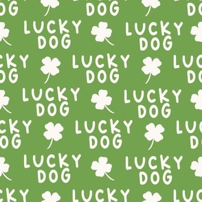 medium lucky dog / green