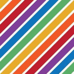 medium rainbow stripes / diagonal / thick