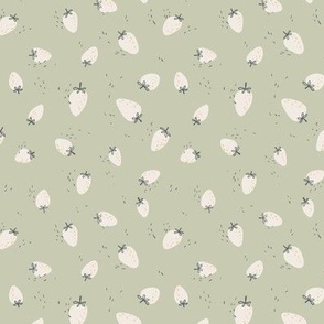 Scattered Strawberries - Dusty Mint Background