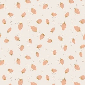 Scattered Strawberries - White Grey Background 