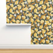 Lemon Blossom - Blueberry Background