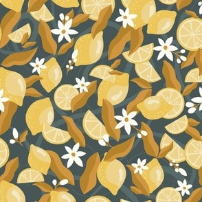 Lemon Blossom - Blueberry Background