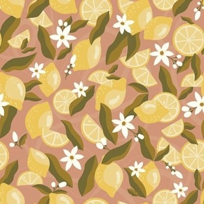 Lemon Blossom - Pink Berry Background