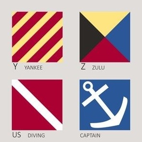 Letters Y Z US Diving Captain Nautical Flags for Fill A Yard - 2" flags on 6" square