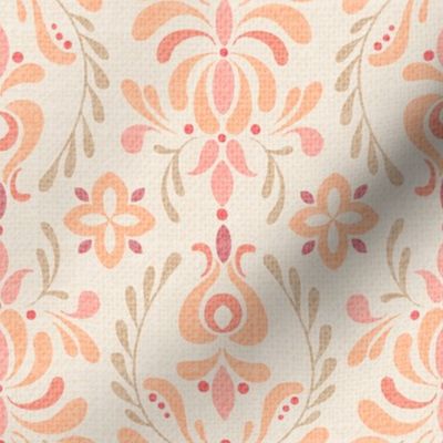 Scandinavian Floral Damask - Peach Fuzz - Pantone Color of the Year 2024