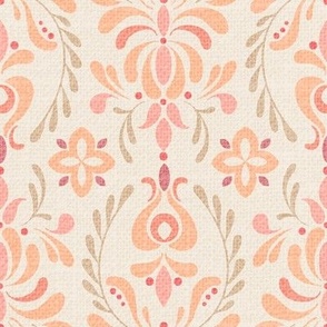 Scandinavian Floral Damask - Peach Fuzz - Pantone Color of the Year 2024