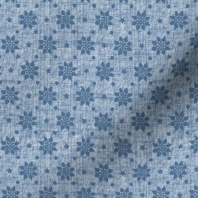 Ditsy block print floral cool blue