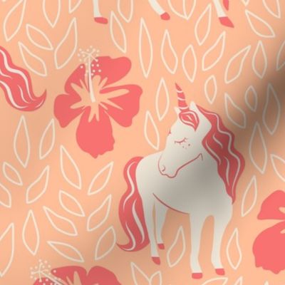 Cute unicorn and flowers seamless pattern