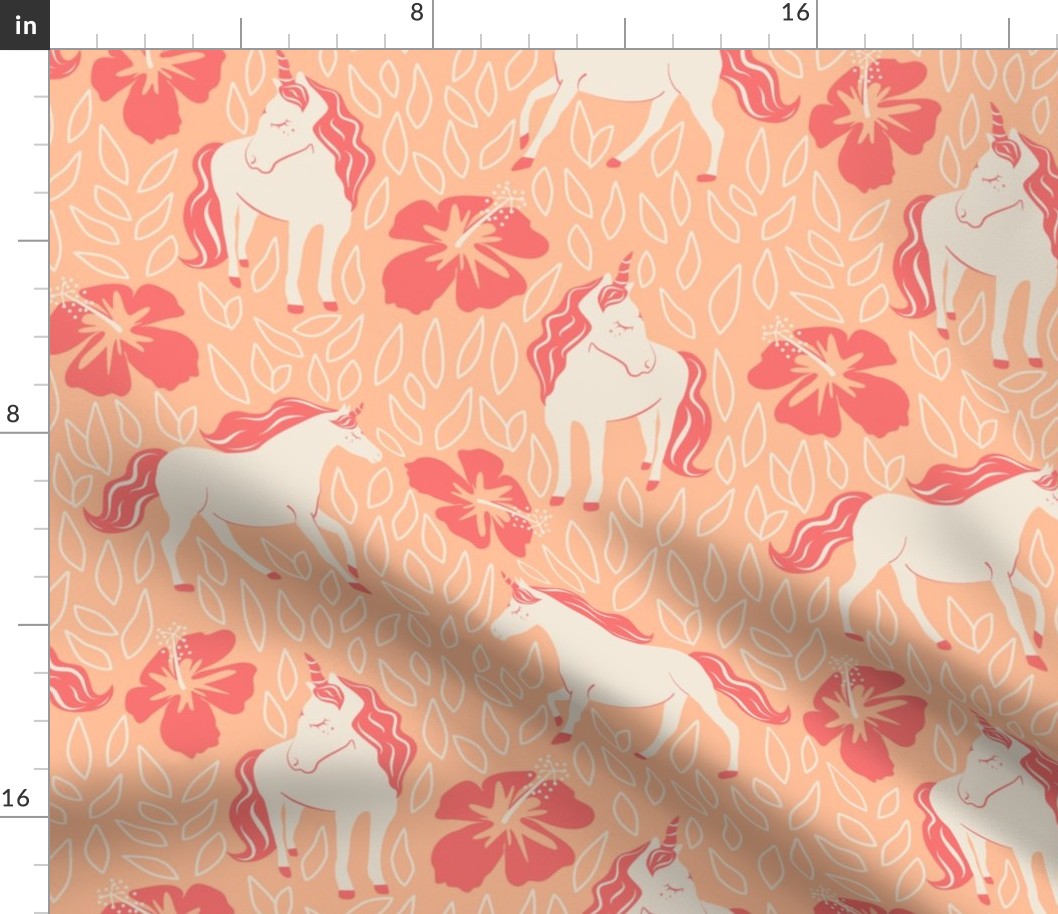 Cute unicorn and flowers seamless pattern