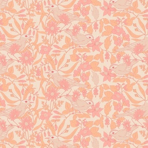 peach birds-print