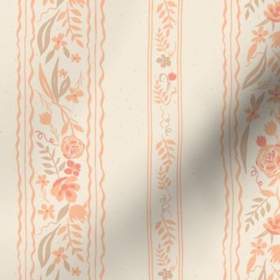 ( Size Small) Peach Fuzz Vintage Floral Stripe