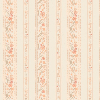 Vintage Floral Stripe Fabric, Wallpaper and Home Decor