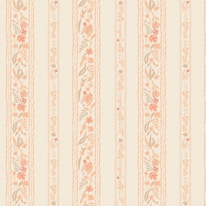 ( Size Small) Peach Fuzz Vintage Floral Stripe