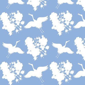 Welcoming Wings of Love - white on periwinkle blue, medium