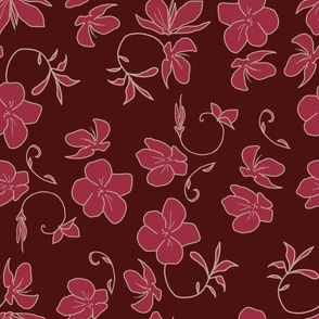 Scattered Blossom Pinks Maroon