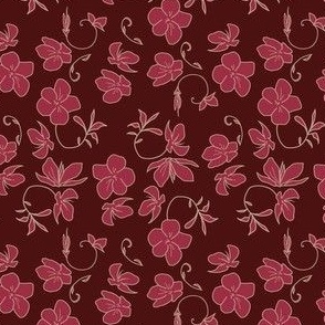 Scattered Blossom Ditsy Pinks Maroon