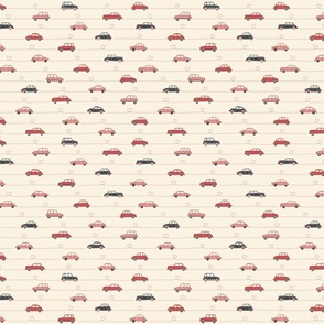 (S) Vintage cars love stripes Valentine ivory red