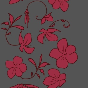 Floral Stripe Large Scarlet