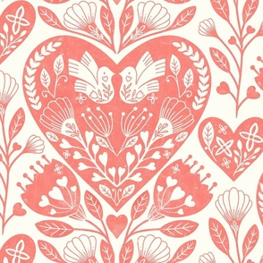 lovecore valentine heart love romance white red Coral