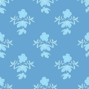 Blue Ornate Floral Print Ditsy