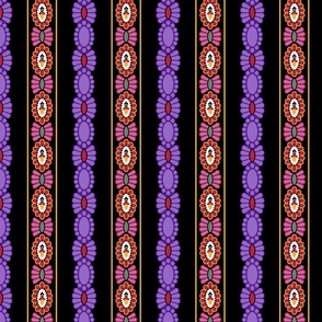 Ornate stripes, purple on black 