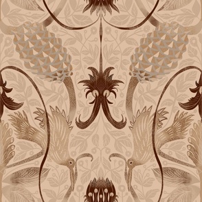 Botanical seamless pattern with ginger beehive and desert pea