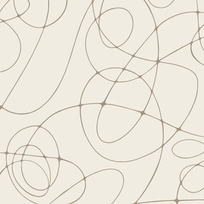 Scribble - creamy white_ khaki brown - hand drawn doodle flow