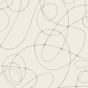 Scribble - creamy white_ light sage green - hand drawn doodle flow