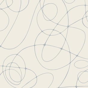 Scribble - creamy white_ french grey blue - hand drawn doodle flow