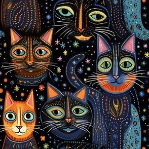 Abstract Colorful Kitties