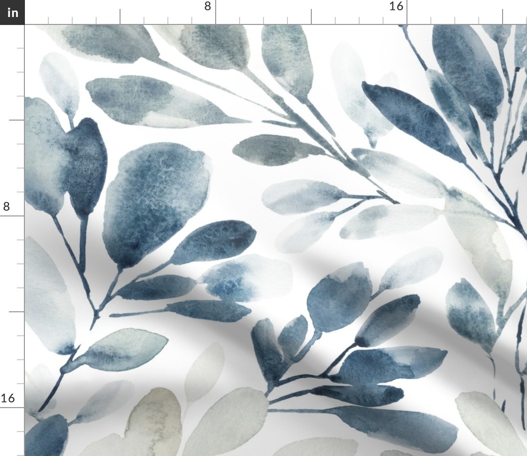WATERCOLOR SPRIGS MUTED NAVY AND GREY JUMBO