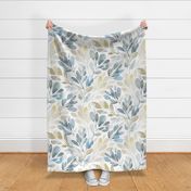 WATERCOLOR SPRIGS MUTED BLUE AND GOLD JUMBO