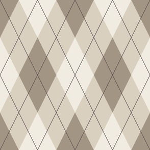 argyle 02 - bone beige_ creamy white_ khaki brown_ purple brown - solid preppy geometric diamonds and lines