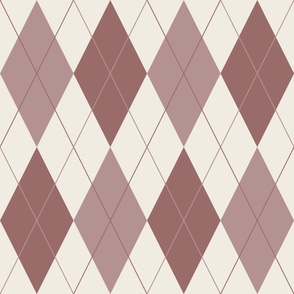 argyle - copper rose pink_ creamy white_ dusty rose pink - solid preppy geometric diamonds and lines