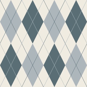 argyle - creamy white_ french grey_ marble blue - solid preppy geometric diamonds and lines