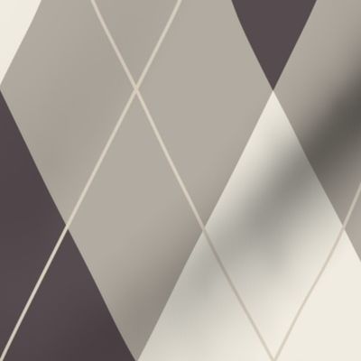 argyle 02 - bone beige_ cloudy silver_ creamy white_  purple brown - solid preppy geometric diamonds and lines