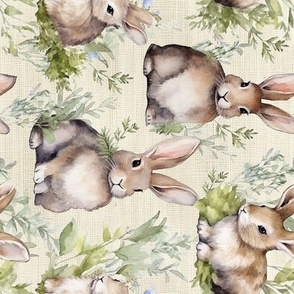 Easter rabbits watercolor (vertical version)