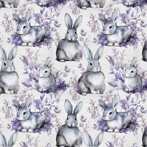 Easter rabbits watercolor blue