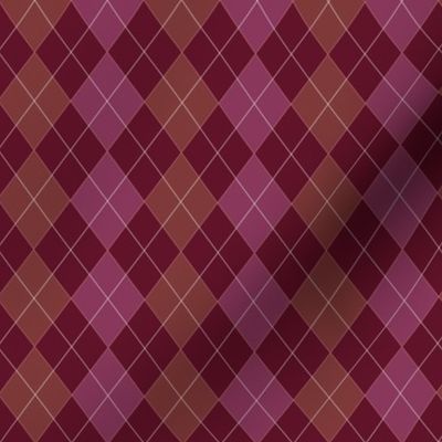 small - Argyle plaid diamond tartan - magenta claret red_ pink and beige