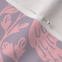 Crane Pond in Pink and Purple | Medium Version | Chinoiserie Style Pattern at an Asian Teahouse Garden