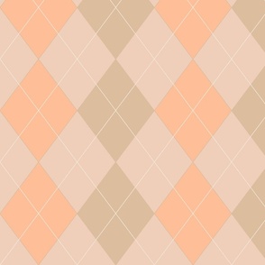 large - Argyle plaid diamond tartan - peach fuzz - beige aesthetics
