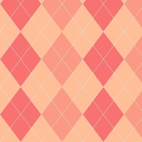 large - Argyle plaid diamond tartan - peach fuzz - pink aesthetics