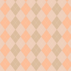 medium - Argyle plaid diamond tartan - peach fuzz - beige aesthetics