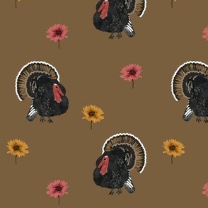 Turkey and Flowers - Brown - Jumbo