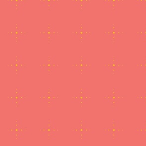 Floriography Wildflowers Blender - gold yellow dots grid on salmon pink